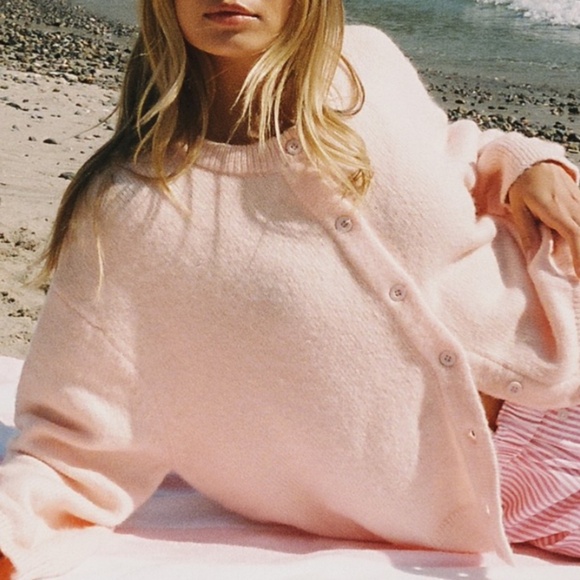 Daily Drills pink button up cardigan sweater M/L - Picture 2 of 8